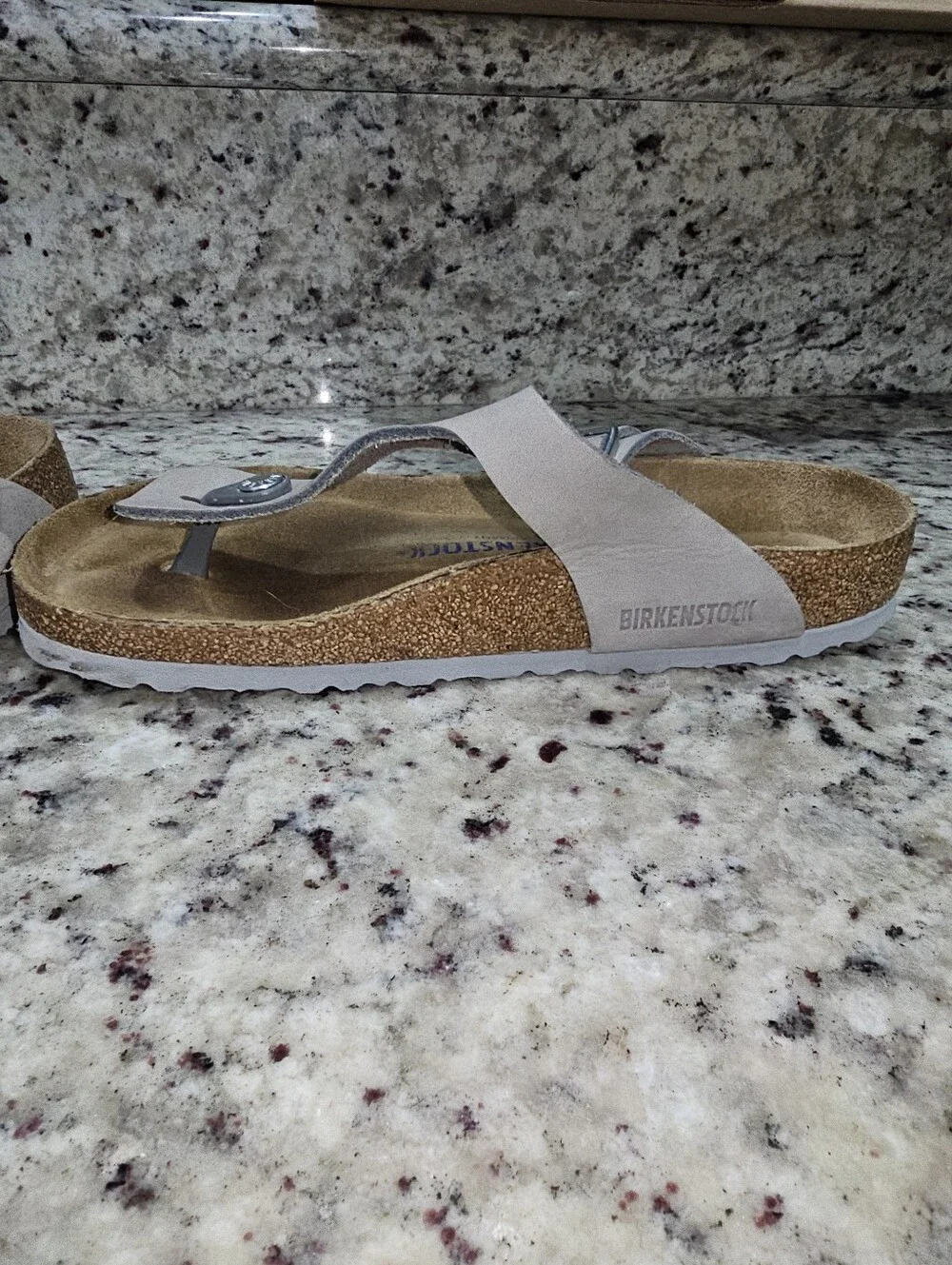 Birkenstock Thong Sandals Gray Nubuck Leather 9/40
